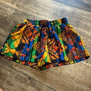 Little angel women’s multi color shorts - colorful tribal print - size small